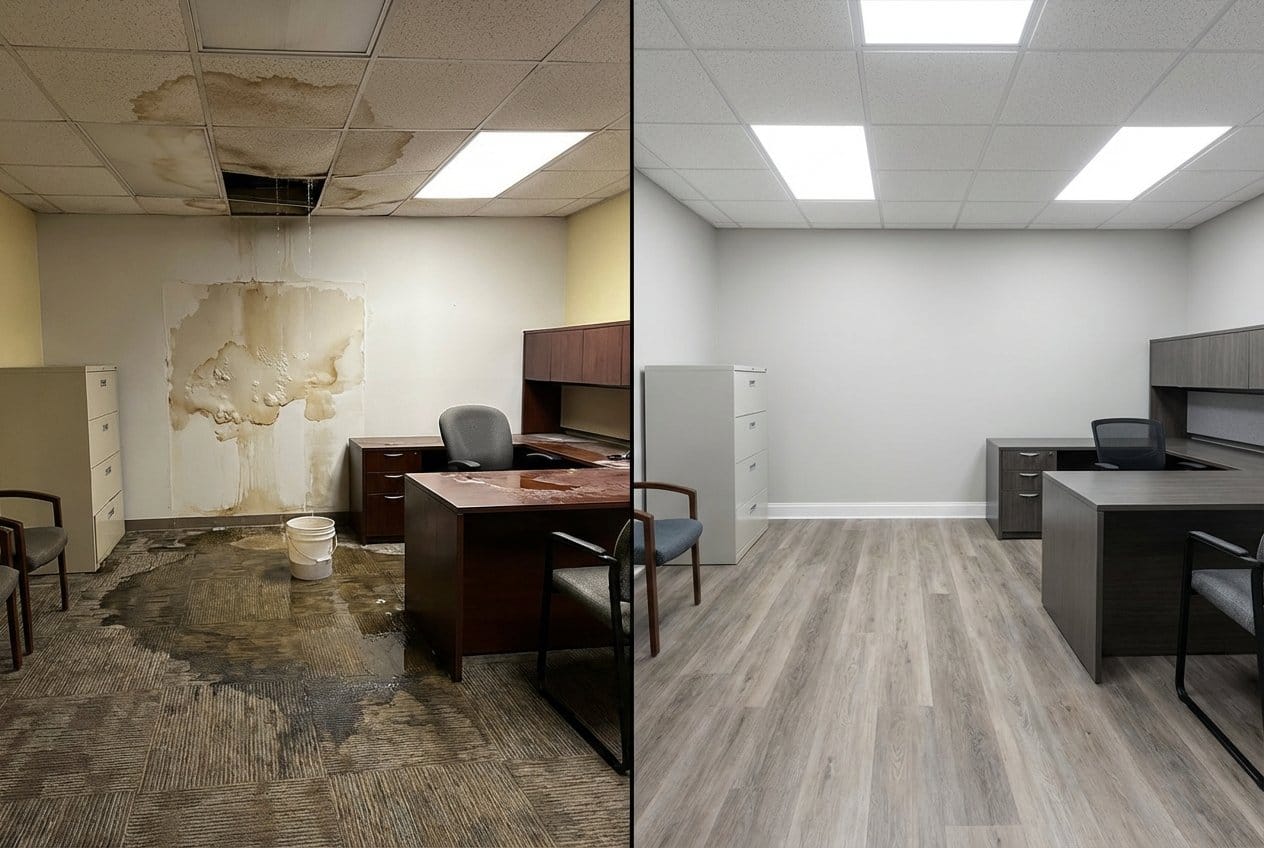 Emergency Water Removal restoration β commercial office space of Tudor home in Allendale, NJ