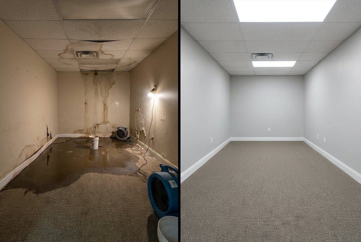 Structural Drying & Dehumidification restoration — commercial office space of commercial property in Allendale, NJ