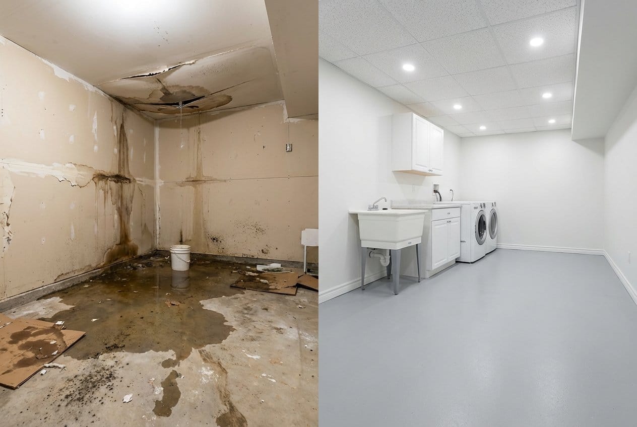 Content Drying & Property Cleanup restoration β utility room of private residence in Allendale, NJ