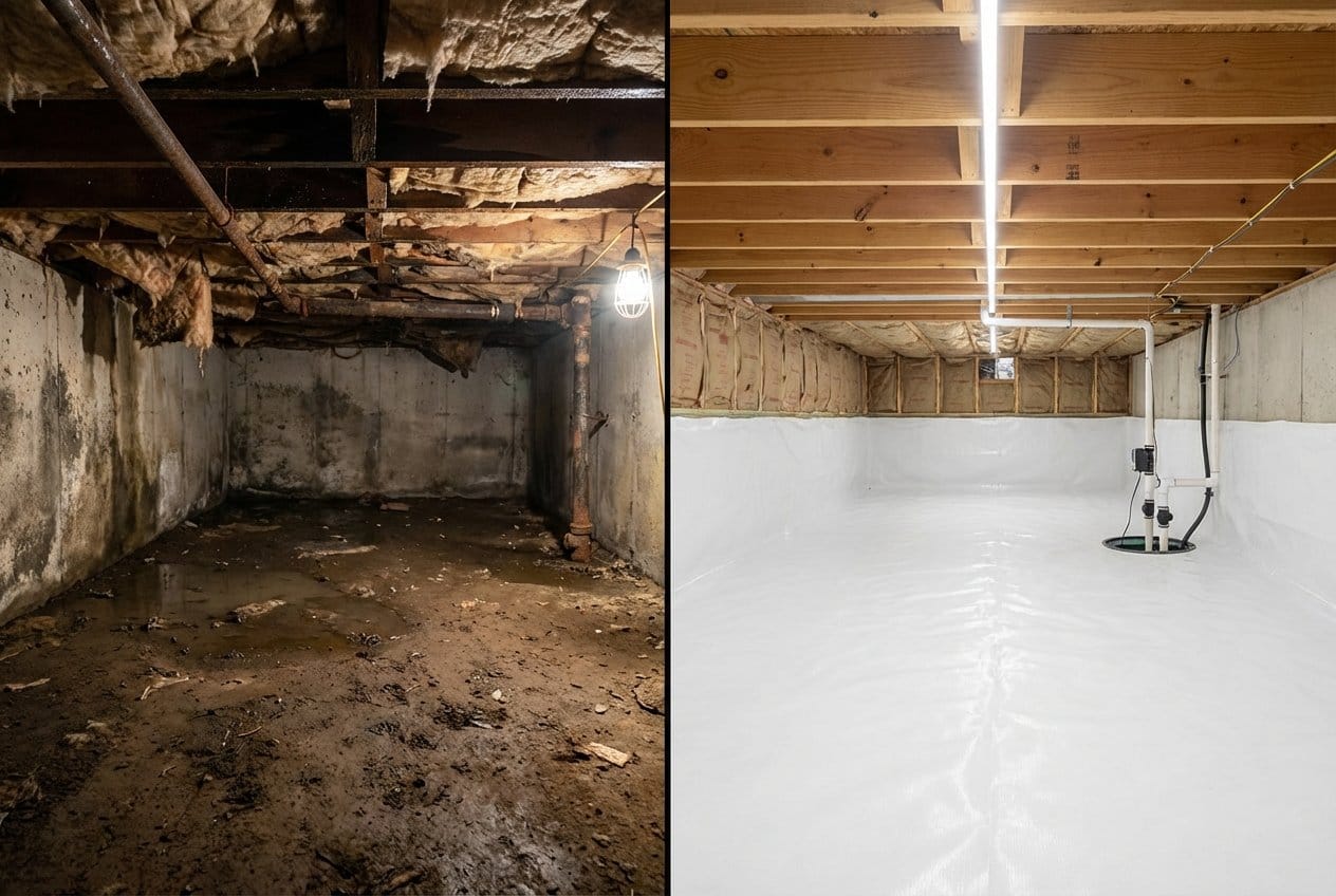 Allendale Water Damage Restoration crawl space restoration before and after in Allendale